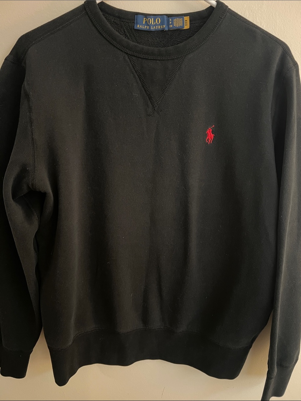 Polo by Ralph Lauren Black Crewneck Sweatshirt with Red Pony